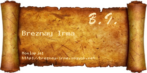 Breznay Irma névjegykártya